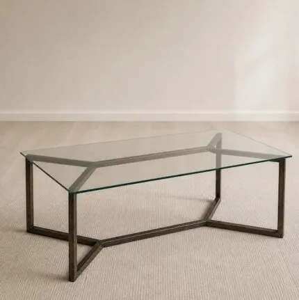 Mesa de salon acero/vidrio 600Wx1200Dx450H